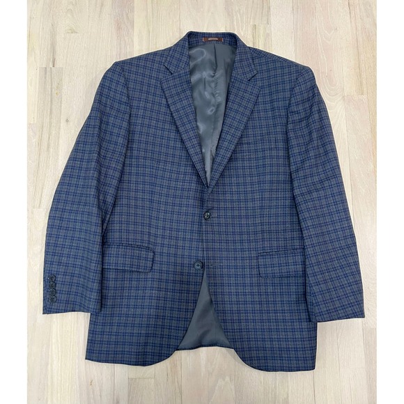 PETER MILLAR Blue Grey Check Wool Sportcoat Blazer Suit Jacket Sz 38s Canada